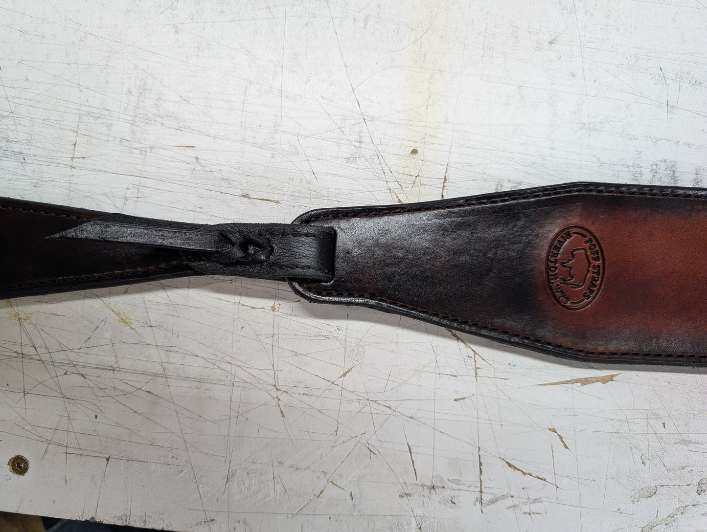 All Leather Reso Guitar Strap - Chestnut Sunburst